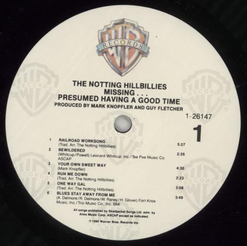 The Notting Hillbillies Missing... Presumed Having A Good Time - shrink vinyl LP album (LP record) US NOTLPMI867310