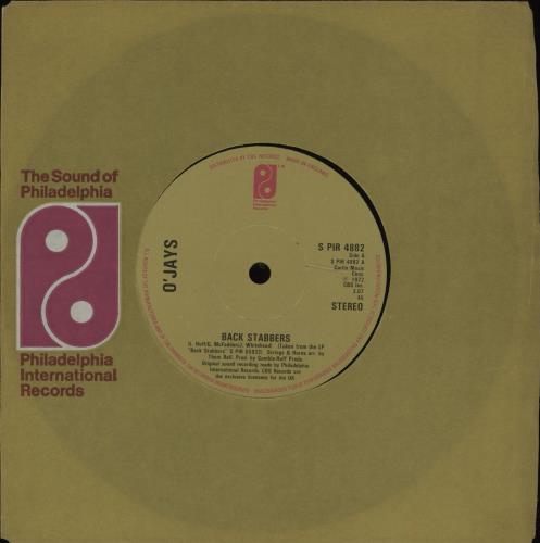 The O'Jays Backstabbers 7" vinyl single (7 inch record / 45) UK OJY07BA677465