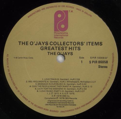 The O'Jays Collectors' Items vinyl LP album (LP record) UK OJYLPCO521908