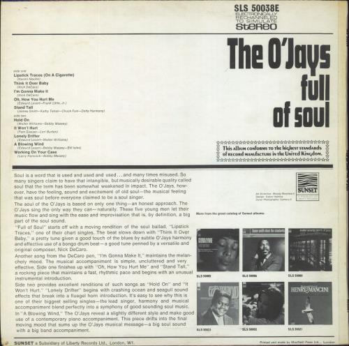 The O'Jays Full Of Soul vinyl LP album (LP record) UK OJYLPFU805103
