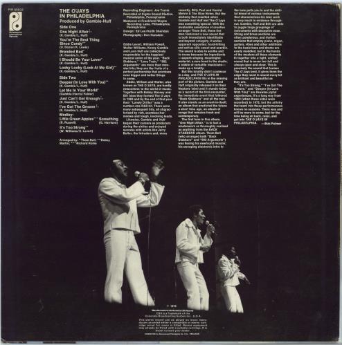 The O'Jays In Philadelphia vinyl LP album (LP record) UK OJYLPIN786784