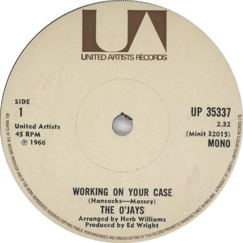 The O'Jays Working On Your Case 7" vinyl single (7 inch record / 45) UK OJY07WO721819