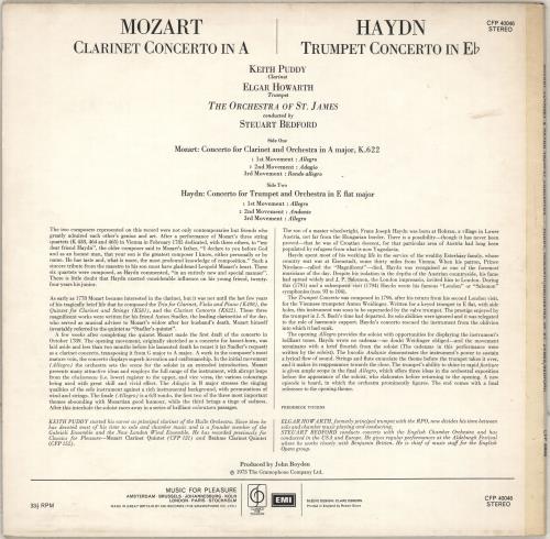 The Orchestra Of St. James Mozart: Clarinet Concerto in A / Haydn: Trumpet Concerto in Eb vinyl LP album (LP record) UK Y7-LPMO711282