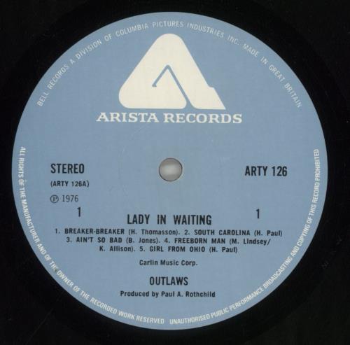 The Outlaws (US) Lady In Waiting vinyl LP album (LP record) UK OUWLPLA811660