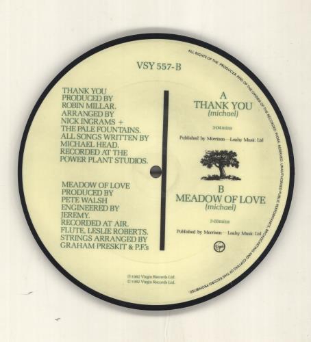 The Pale Fountains Thank You 7" vinyl picture disc (7 inch picture disc single) UK PLF7PTH78189