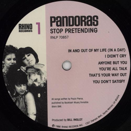 The Pandoras Stop Pretending vinyl LP album (LP record) US V6LLPST754515