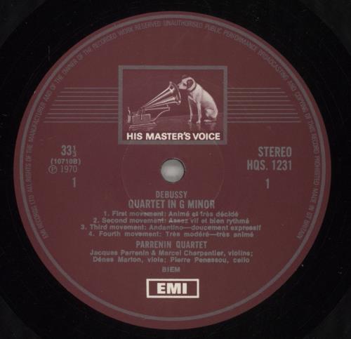 The Parrenin Quartet Debussy: Quartet In G Minor / Ravel: Quartet In F Major vinyl LP album (LP record) UK 33PLPDE877750