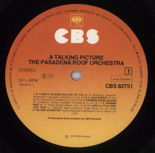 The Pasadena Roof Orchestra A Talking Picture vinyl LP album (LP record) Dutch OOQLPAT478365