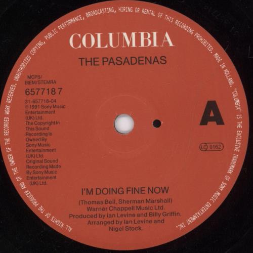 The Pasadenas I'm Doing Fine Now 7" vinyl single (7 inch record / 45) UK PSD07IM695879
