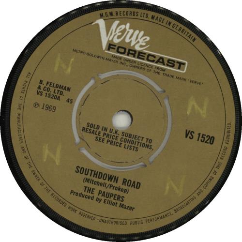 The Paupers Southdown Road 7" vinyl single (7 inch record / 45) UK PUP07SO687959