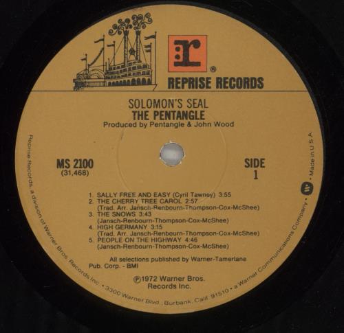 The Pentangle Solomon's Seal vinyl LP album (LP record) US PNTLPSO873410