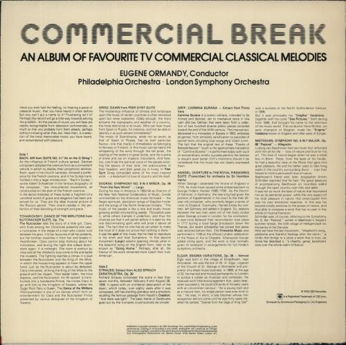 The Philadelphia Orchestra Commercial Break: An Album Of Favourite TV Commercial Classical Melodies vinyl LP album (LP record) UK XJ7LPCO645158