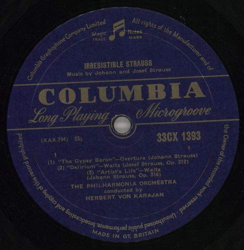 The Philharmonia Orchestra Irresistable Strauss vinyl LP album (LP record) UK UQ7LPIR710861