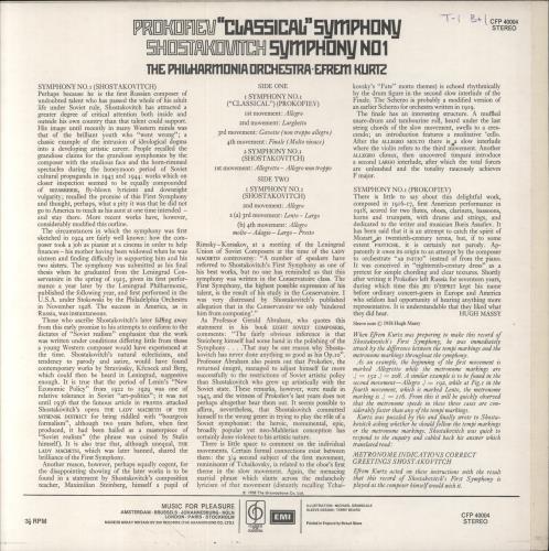 The Philharmonia Orchestra Prokofiev: 'Classical' Symphony / Shostakovitch: Symphony No. 1 vinyl LP album (LP record) UK UQ7LPPR638292
