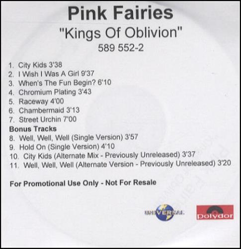 The Pink Fairies King's Of Oblivion CD-R acetate UK PFACRKI219371
