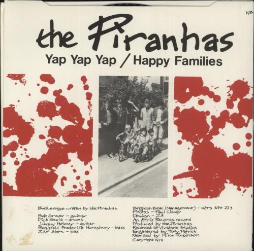 The Piranhas Yap Yap Yap 7" vinyl single (7 inch record / 45) UK TPI07YA289435