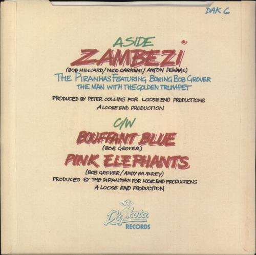 The Piranhas Zambezi 7" vinyl single (7 inch record / 45) UK TPI07ZA633074