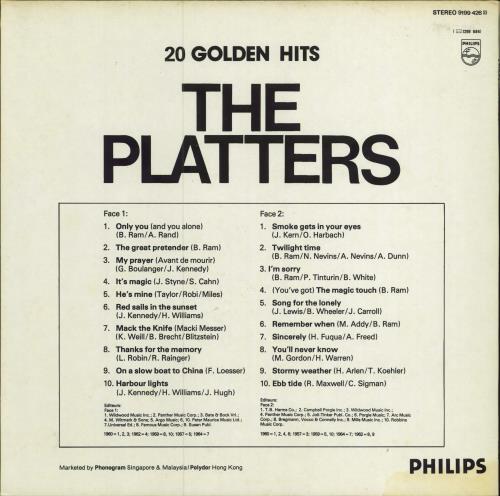 The Platters Golden Hits vinyl LP album (LP record) Hong Kong TTSLPGO786475