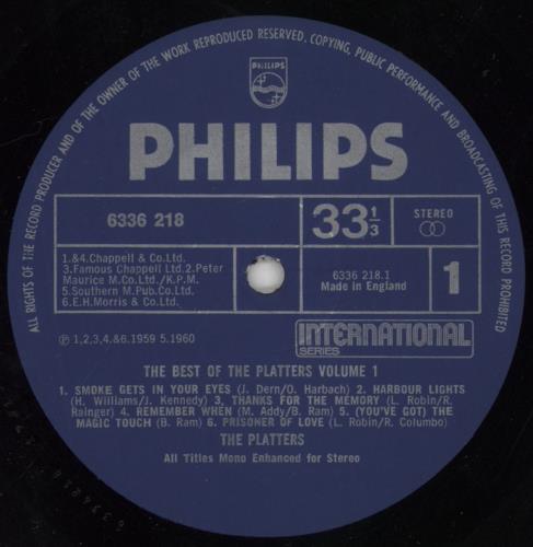 The Platters The Best Of The Platters Volume 1 vinyl LP album (LP record) UK TTSLPTH642018