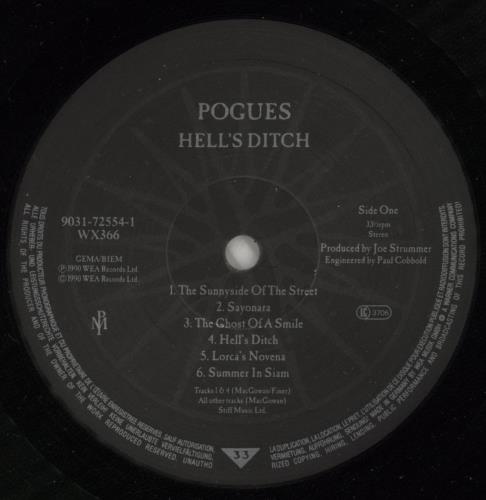 The Pogues Hell's Ditch - EX vinyl LP album (LP record) German POGLPHE185289