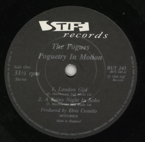 The Pogues Poguetry In Motion 7" vinyl single (7 inch record / 45) UK POG07PO106909