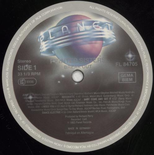 The Pointer Sisters Break Out - 1st vinyl LP album (LP record) German TPSLPBR676820