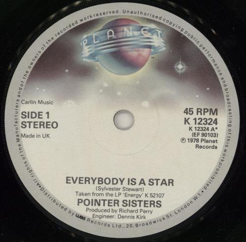 The Pointer Sisters Everybody Is A Star 7" vinyl single (7 inch record / 45) UK TPS07EV756061