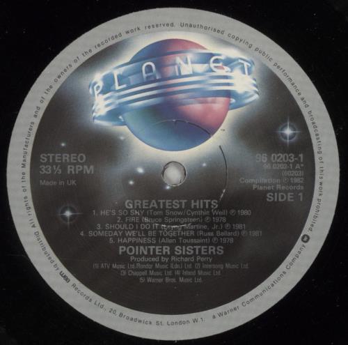 The Pointer Sisters Greatest Hits - Gold Stamp vinyl LP album (LP record) German TPSLPGR871821