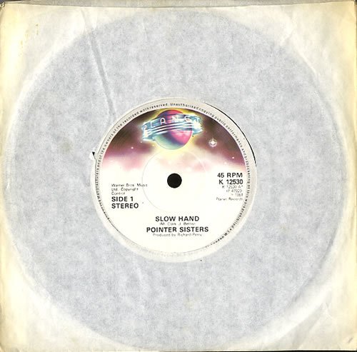 The Pointer Sisters Slow Hand 7" vinyl single (7 inch record / 45) UK TPS07SL592118