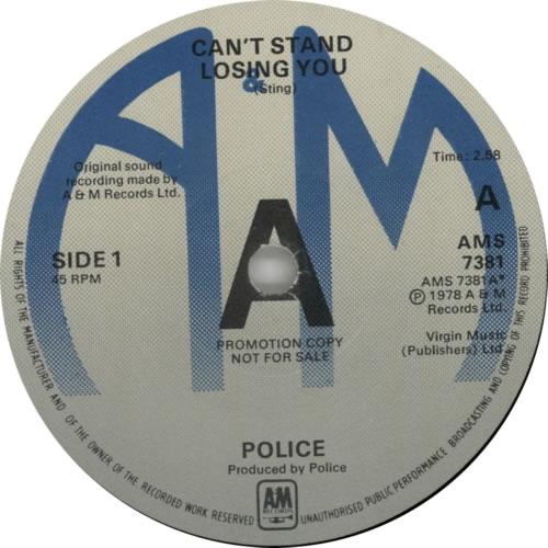 The Police Can't Stand Losing You - A-Label - P/S 7" vinyl single (7 inch record / 45) UK POL07CA105871