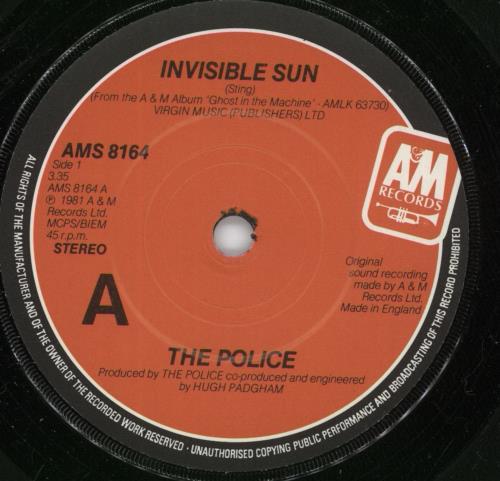 The Police Invisible Sun - P/S 7" vinyl single (7 inch record / 45) UK POL07IN23844