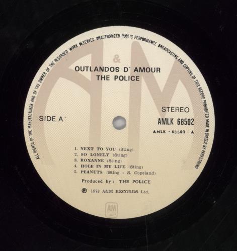 The Police Outlandos D'Amour vinyl LP album (LP record) Greek POLLPOU800067
