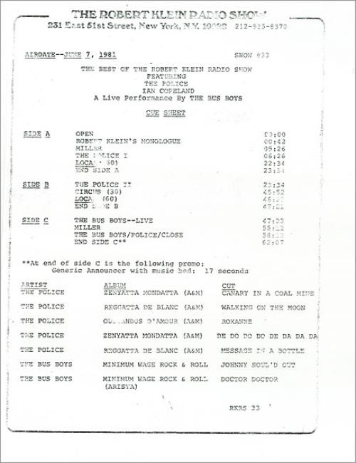 The Police The Robert Klein Radio Show 2-LP vinyl record set (Double LP Album) US POL2LTH447459