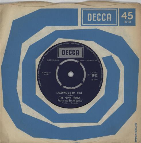 The Poppy Family Shadows On My Wall 7" vinyl single (7 inch record / 45) UK UZR07SH750802
