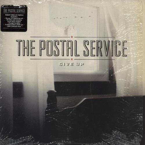 The Postal Service Give Up - 1st -  Red Vinyl - Shrink 2-LP vinyl record set (Double LP Album) US PSV2LGI869550