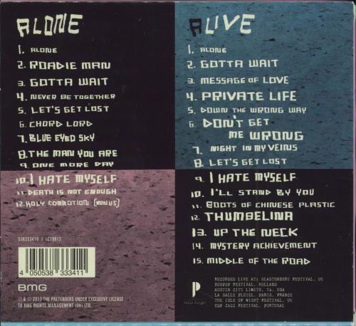 The Pretenders Alone / Alive + Slipcase 2 CD album set (Double CD) UK PTN2CAL790873