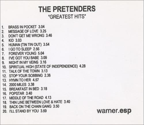 The Pretenders Greatest Hits CD-R acetate UK PTNCRGR168289