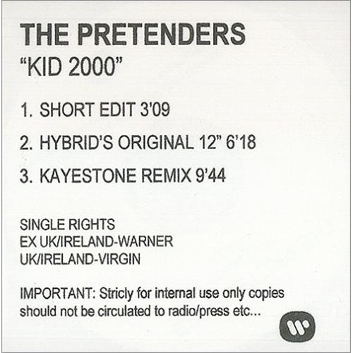 The Pretenders Kid 2000 CD-R acetate UK PTNCRKI187921