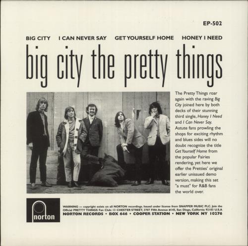 The Pretty Things Big City 7" vinyl single (7 inch record / 45) US PTH07BI357186