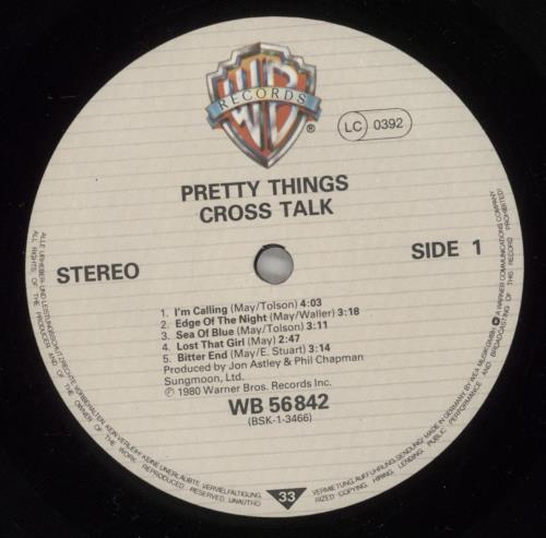 The Pretty Things Cross Talk vinyl LP album (LP record) German PTHLPCR596869