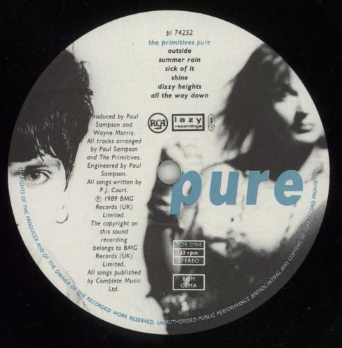 The Primitives Pure vinyl LP album (LP record) UK PRMLPPU245056