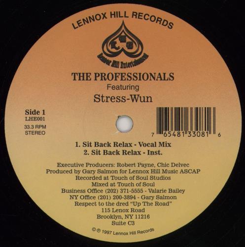 The Professionals (Rap) Sit Back Relax 12" vinyl single (12 inch record / Maxi-single) US 2JJ12SI757998