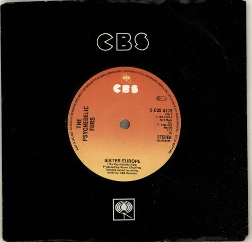 The Psychedelic Furs Sister Europe 7" vinyl single (7 inch record / 45) UK FUR07SI699201