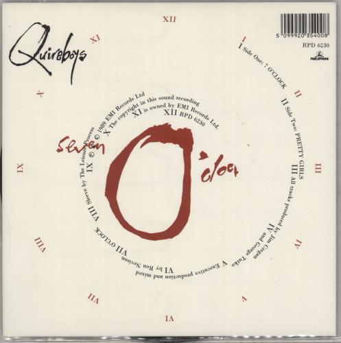 The Quireboys 7 O'clock 7" vinyl picture disc (7 inch picture disc single) UK QUI7POC00841