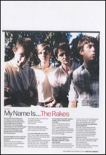 The Rakes (Indie) The Rakes media press pack UK TFWPPTH432429