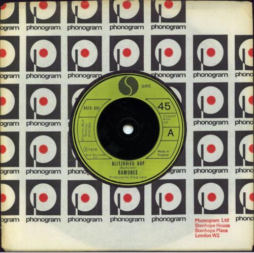 The Ramones Blitzkrieg Bop - Gold Label - EX 7" vinyl single (7 inch record / 45) UK RAM07BL799545