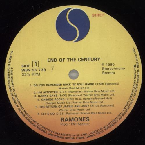 The Ramones End Of The Century vinyl LP album (LP record) Dutch RAMLPEN889960
