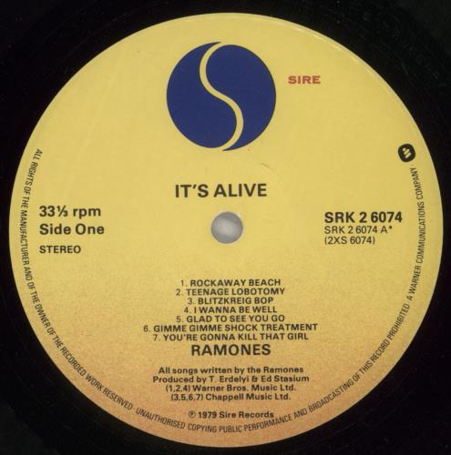 The Ramones It's Alive - VG 2-LP vinyl record set (Double LP Album) UK RAM2LIT780144