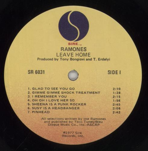 The Ramones Leave Home - VG vinyl LP album (LP record) US RAMLPLE860555