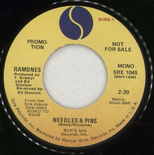The Ramones Needles & Pins 7" vinyl single (7 inch record / 45) US RAM07NE870840